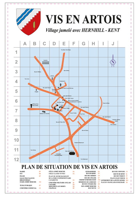 Plan de la commune de Vis-en-Artois